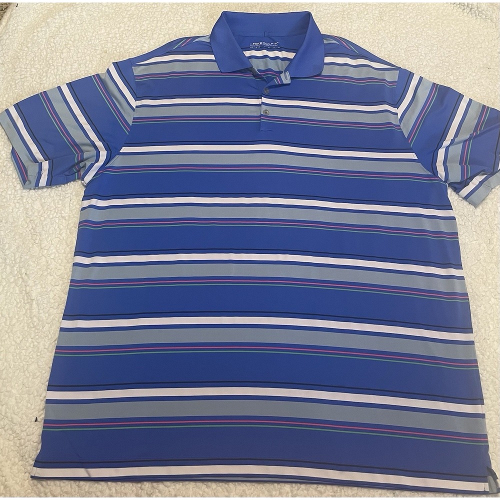 Nike Golf Polo Striped Dri Fit Performance Short Sleeve Mens Size XXL